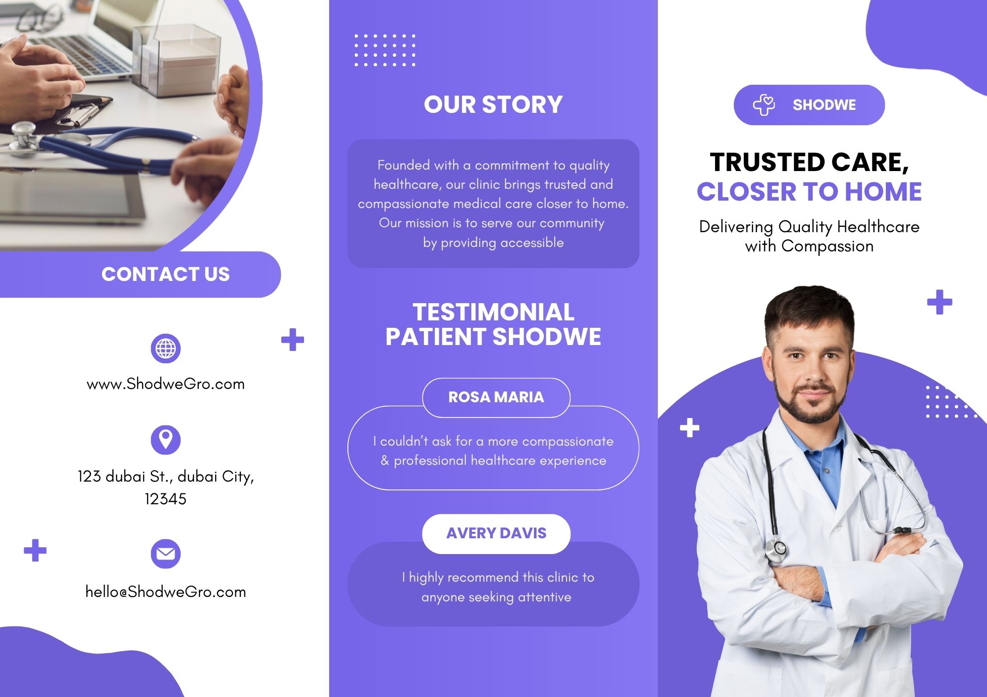 Purple White Modern Medical Brochure one