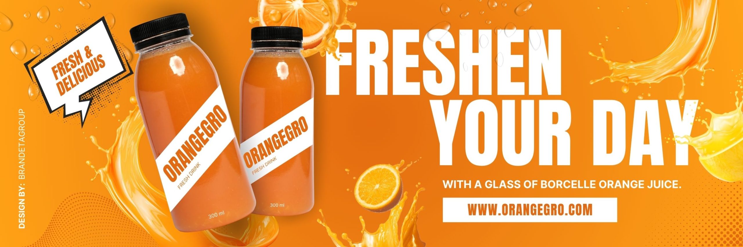 Yellow and White Orange Juice Fresh Drink Billboard